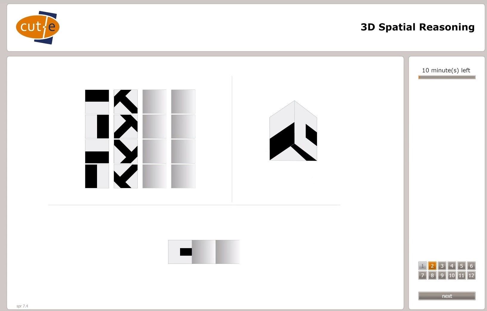 Exemple de test de raisonnement spatial 3D de Aon