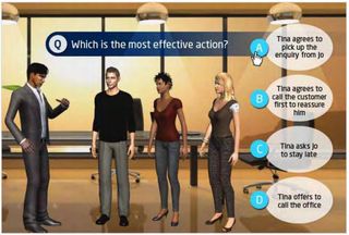 Exemple de test de jugement situationnel avec avatars Saville Assessment